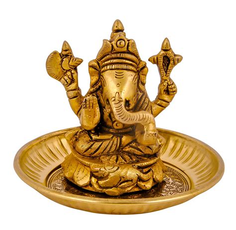 Pure Brass Lord Ganesha Ganpati Ji Idol Statue - Siddhi Vinayak Murti ...