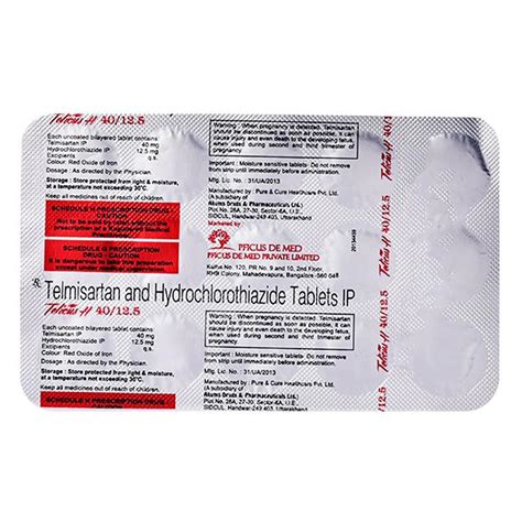 Telicus H 40/12.5MG - Strip of 15 Tablets : Amazon.in: Health ...