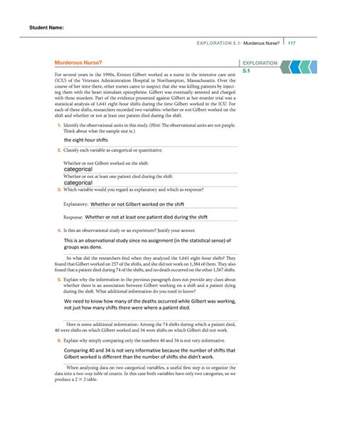 Exploration 5 - 117 Murderous Nurse? For several years in the 1990s ...