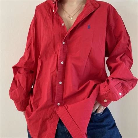 Ralph Lauren Women's Red Shirt | Depop