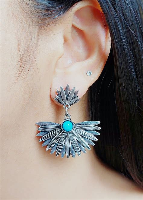 Get Oxidised Silver Turquoise Danglers at ₹ 624 | LBB Shop