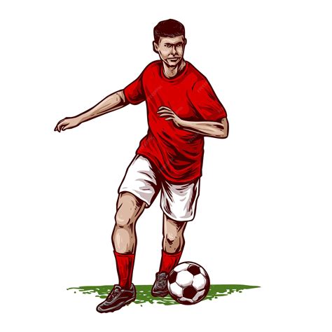 Premium Vector | Football player with a soccer ball vector illustration