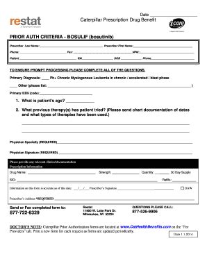 Fillable Online Bosulif (bosutinib) Prior Authorization Form ...
