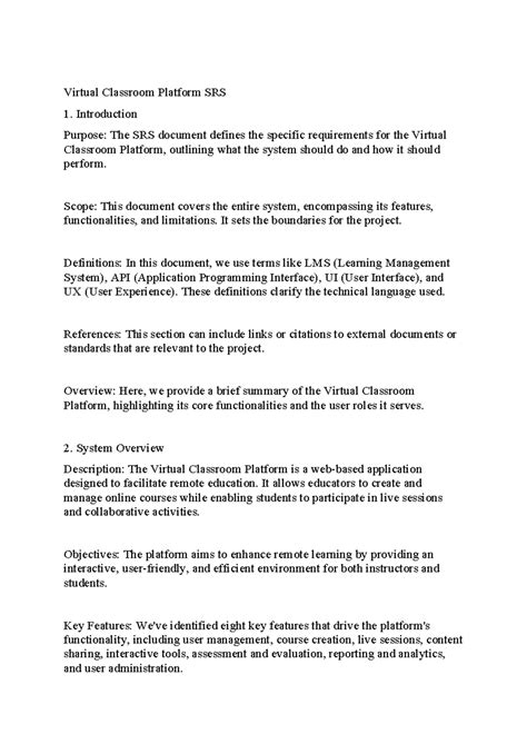 Virtual Classroom Platform SRS - Virtual Classroom Platform SRS ...