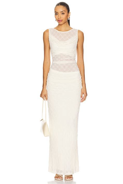 SOVERE Love Cowl Mesh Dress in Cream | REVOLVE