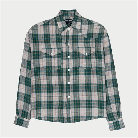 Big Western Plaid Linen Shirt (Green) – CHERRY LA