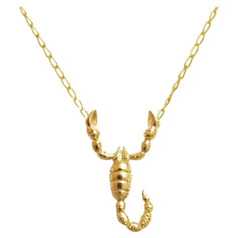 Large Scorpion Solid 14k Gold Necklace For Sale at 1stDibs