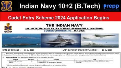 Indian Navy 10+2 (B.Tech) Cadet Entry Scheme 2024 Application Begins ...