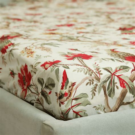 Tropical All Over Printed Cotton Elastic King Size Bedsheet - Red Bird ...