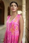 Buy Pink Modal, Satin V-neck Floral Blossom Print Kurta With Culotte ...