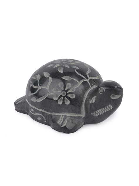 Hand-Crafted Black Stone Tortoise Showpiece | Elegant Decor