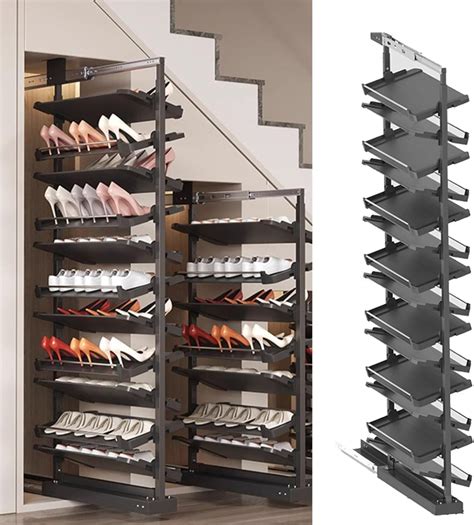 Adjustable Pull-Out Shoe Rack for Closet - Stackable Vertical Storage ...