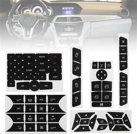 Amazon.com - GLEEMAX Car Interior Stickers Button Decal Compatible with Mercedes Benz GLK350 C ...