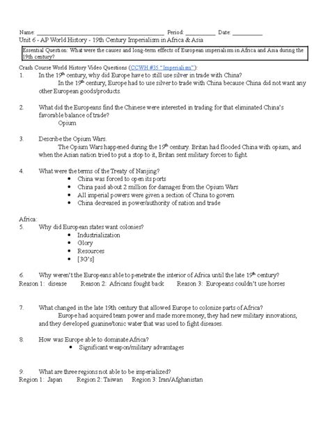 Unit 6 - AP World History: 19th Century Imperialism Overview - Studocu