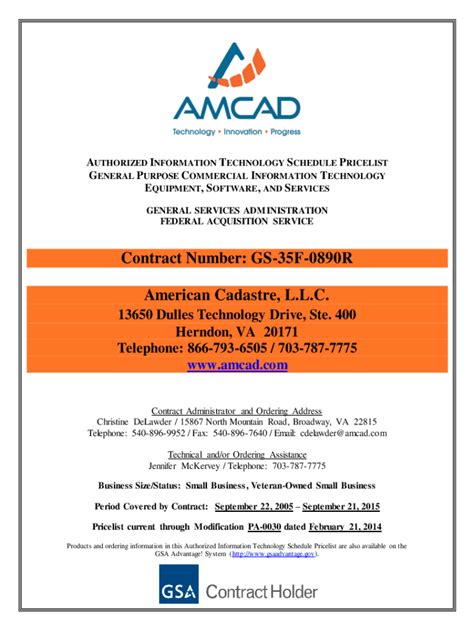 Fillable Online Contract Number: GS-35F-0890R American Cadastre, L.L.C ...