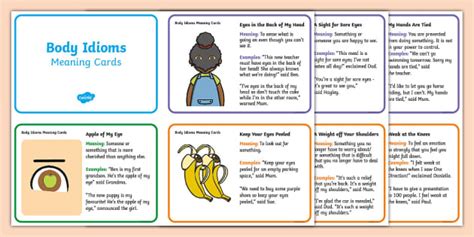 Body Part Idioms Meaning Cards | ESL | Twinkl (teacher made)