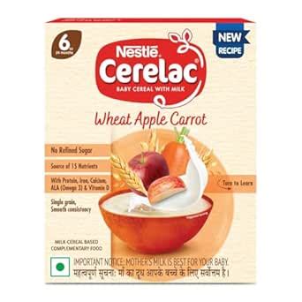Nestle Cerelac Baby Cereal with Wheat Milk Apple Carrot (From 6 to 24 ...