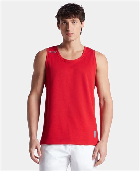 Buy Super Combed Cotton Blend Solid Performance Tank Top with ...