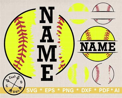 Softball Name Cricut SVG File, Softball Team SVG, Softball Vector ...