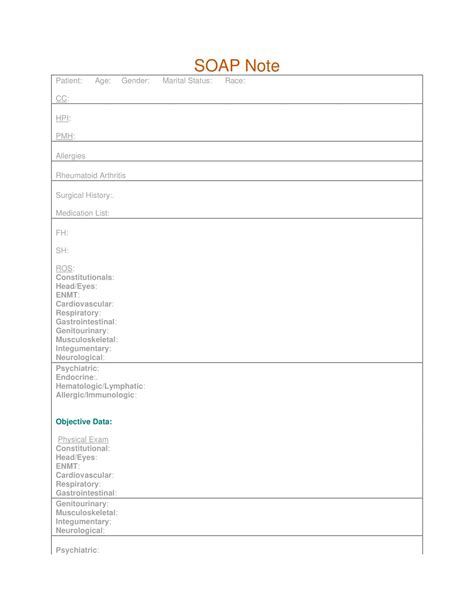 Image result for Soap Note Format