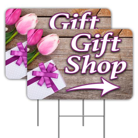 Gift Shop Arrow 2 Pack Double-Sided Yard Signs 16" x 24" with Metal ...