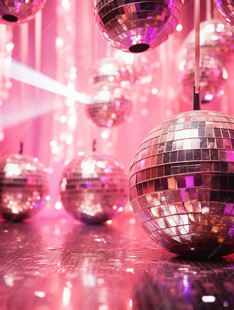 Premium AI Image | mirror ball party pink background