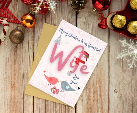 Printable Christmas Card for Wife, Merry Christmas Wife Card, Xmas Card ...