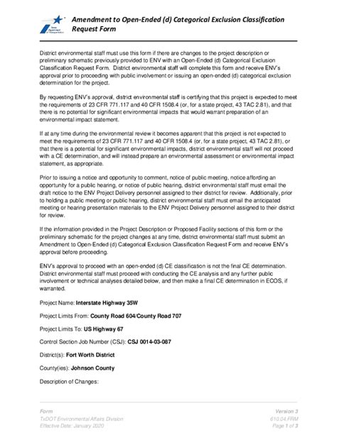 Fillable Online ftp dot state tx Amendment to Open-Ended (d ...