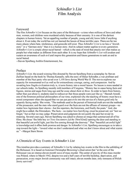 Schindlers list- film analysis 1 - Schindler’s List Film Analysis ...