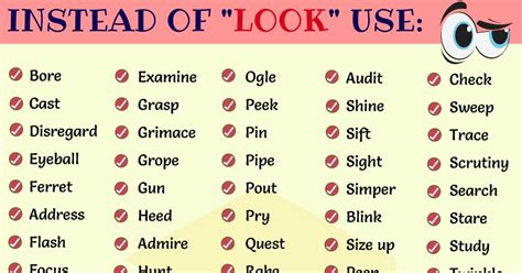 LOOK Synonym: 100 Synonyms for LOOK in English • 7ESL