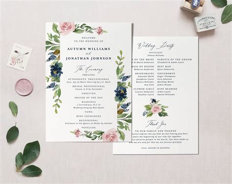 Downloadable Wedding Program Template 的图像结果