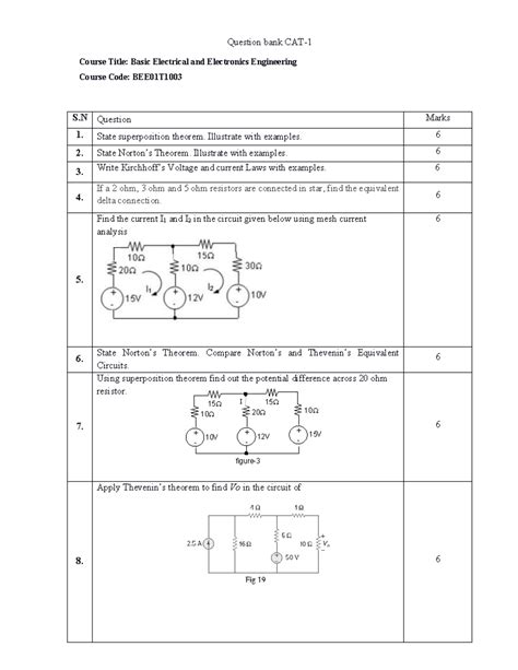 Revised Question bank BEEE CAT1 - Question bank CAT- Course Title ...