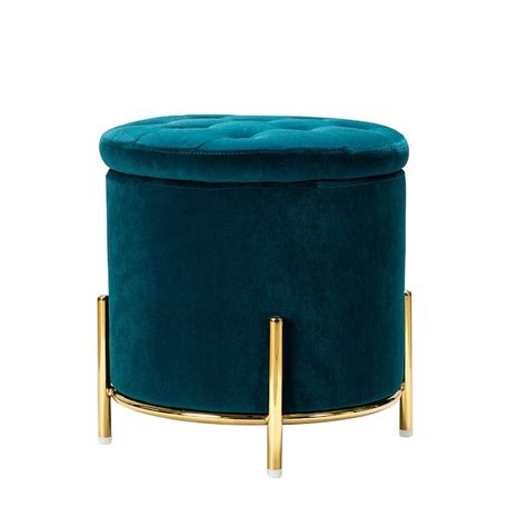 14 Karat Home Alejandro Tufted Storage Ottoman TEAL OTDT0247-TEAL at ...