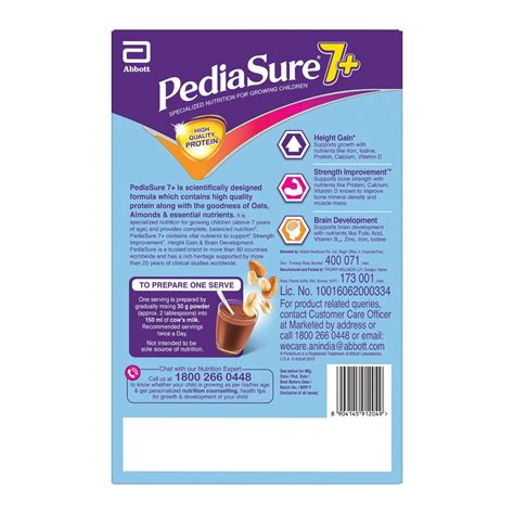 Pediasure Chocolate Flavour Nutrition Drink Powder for 7+ Years, 400 gm ...