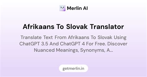 Afrikaans to Slovak Translator