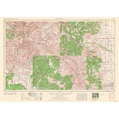 Topographical Map - Durango Colorado Quad - USGS 1953 - 32.18 x 23 - V ...