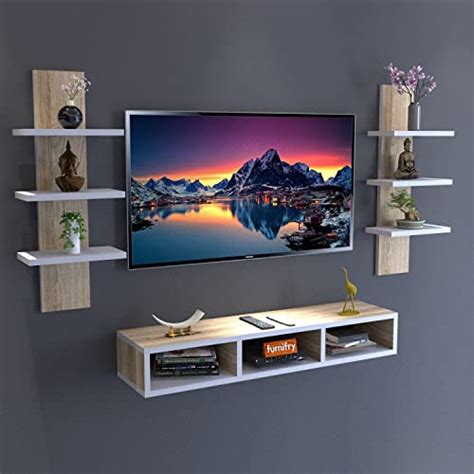 PLANTZY Wall Mounted TV Stand for Home/TV Cabinet for Wall/2 Wall Shelf ...