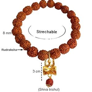 Buy RICH AND FAMOUS Brown and Gold Mahadev Shiva Trishul Rudraksha ...