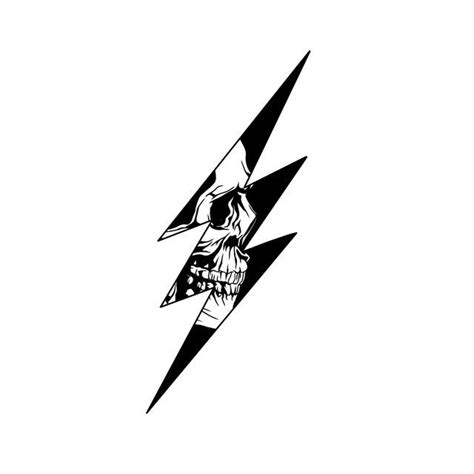 Skull Tattoo Design with Lightning Bolt