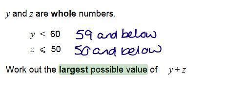 Y and z are whole numbers y;70 z;_60 Work out the largest possible ...