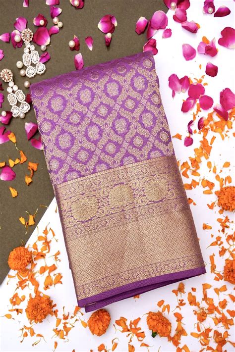 PURE HANDLOOM LAVENDER COLOR KANCHIPURAM SILK SAREE