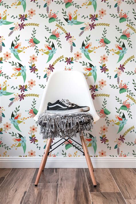 Buy Floral White Floral White Removable Wallpaper Peel and Stick Mural ...