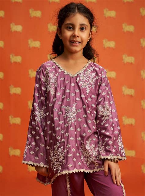 Adeola Cupro Satin Purple Kurta with Dhoti Pant Set