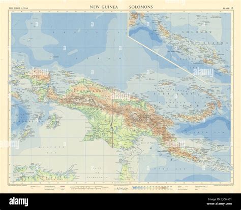 Netherlands New Guinea & Papua. Solomon Islands. Melanesia. TIMES 1958 old map Stock Photo - Alamy