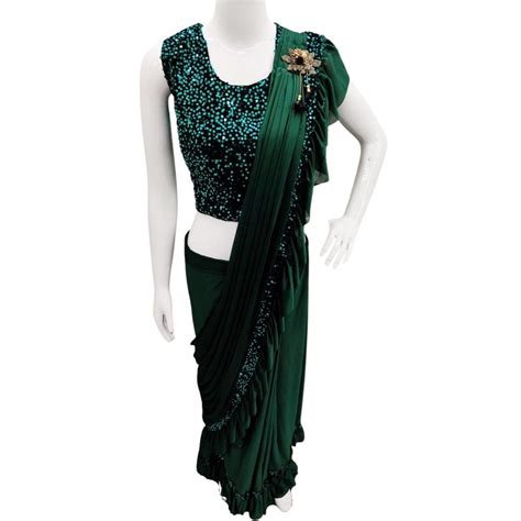 Heavy Rangoli Silk Ruffle Saree With Sequence Velvet Blouse – Shopaholics