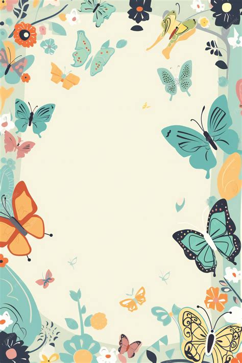 Premium Photo | A frame of butterflies with a floral pattern on it