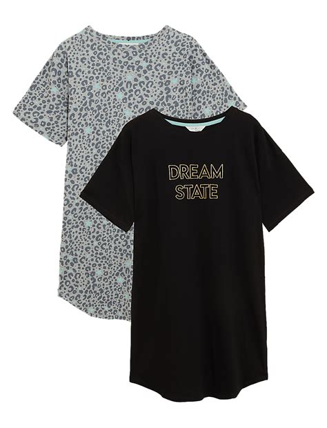 Buy 2pk Cotton Rich Printed Nightdresses at Marks & Spencer