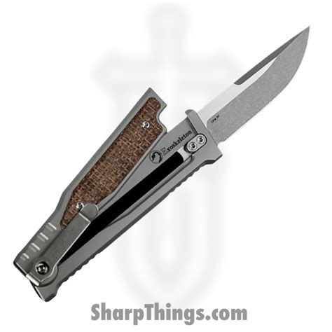 Reate Knives - EXOM-TNMIBU - EXO-M - OTF Gravity Knife - Satin Elmax ...