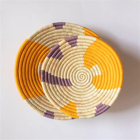 Multi color Set (Combo H) of Handwoven Sabai Grass Wall Baskets - Wall ...