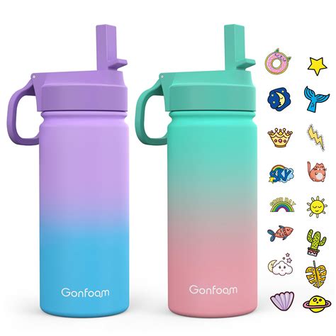 Amazon.com: Kids Water Bottle, 2-Pack 16oz Water Bottles with Stickers ...
